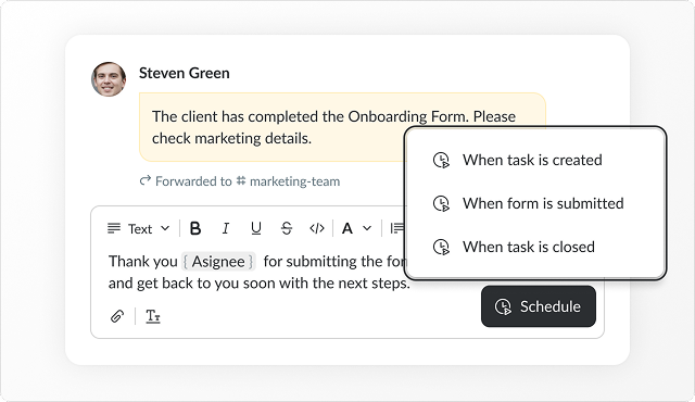 Scheduled messages & Slack forwarding
