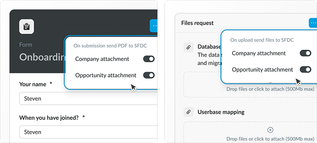Send attachments to Salesforce