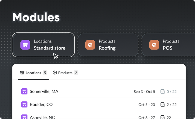 Modules for multi-product & multi-location onboarding
